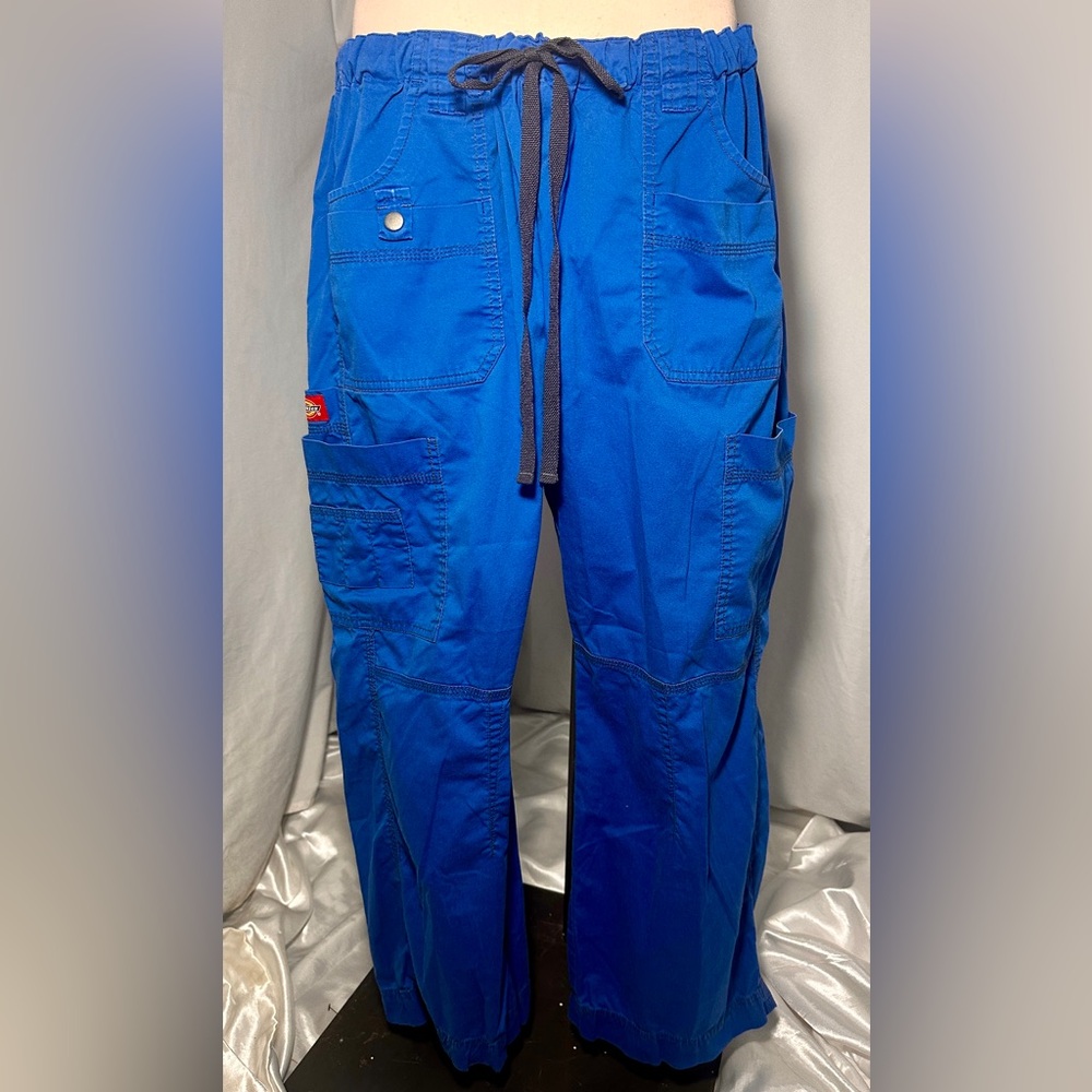 Dickies Women’s Royal Blue Scrub Cargo Pants L Petite Drawstring Workwear Nurse